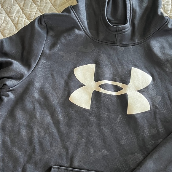 🪻💐3/$10💐🪻 Under Armour Charcoal Hoodie with White Emblem - Picture 3 of 4
